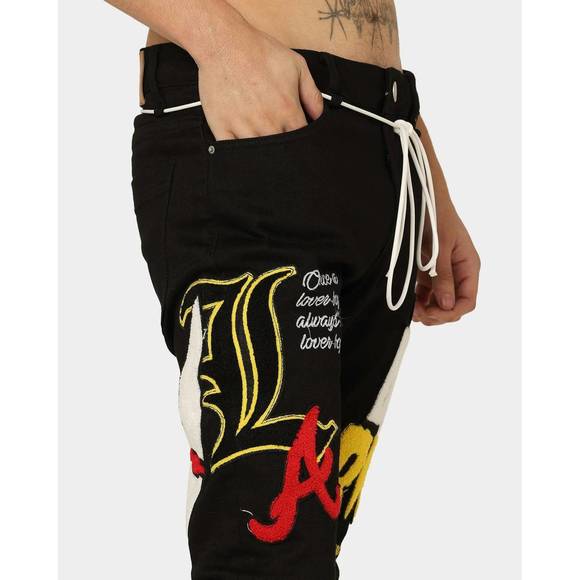 NEW LIFTED ANCHORS men's boulevard puff print denim pant in black wash - Picture 6 of 6